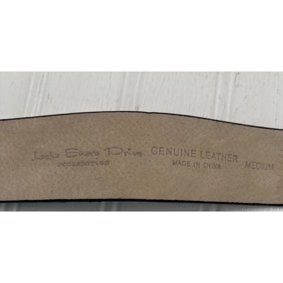 Lake Shore Drive Women's Leather Belt Leopard Print Buckle Black size Medium - Picture 6 of 8